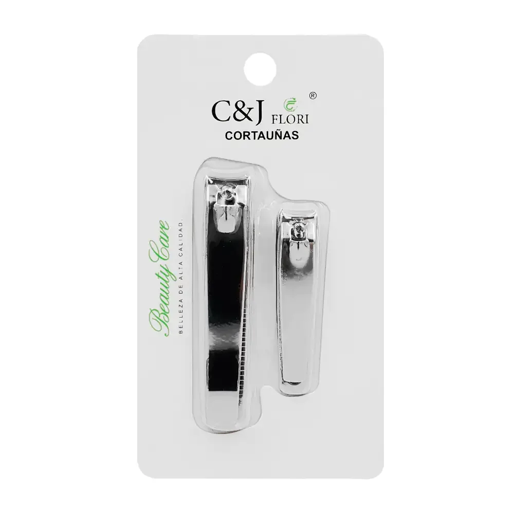 Blíster c&j flori con 1 cortaúñas metálico de 8cm y 1 cortaúñas de 6cm