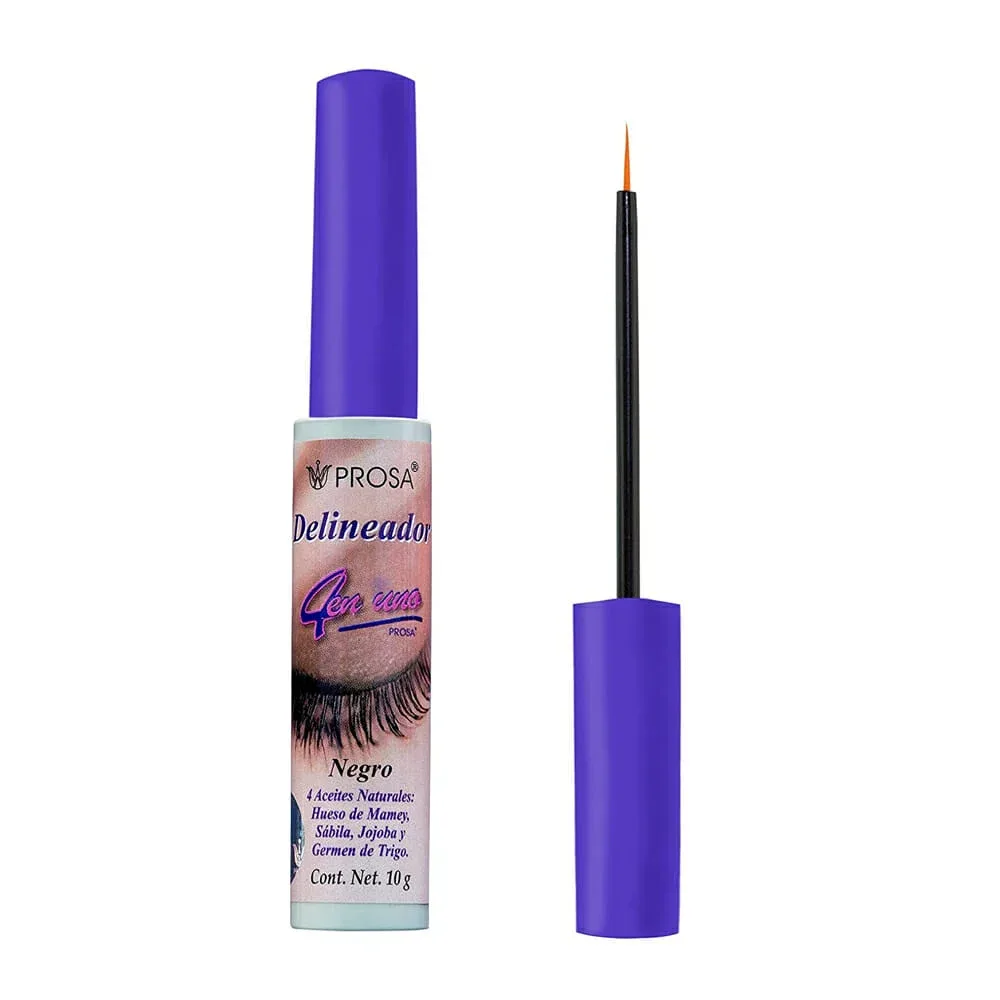 1pza Delineador prosa color negro con 4 aceites naturales para ojos, 10g / 430178
