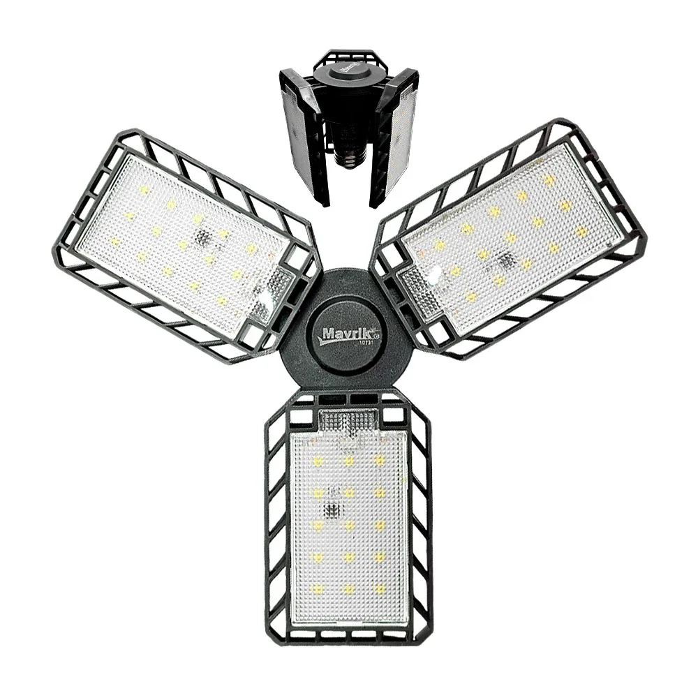Foco lámpara led desplegable tipo ventilador con 3 paneles de luz blanca / mavrik