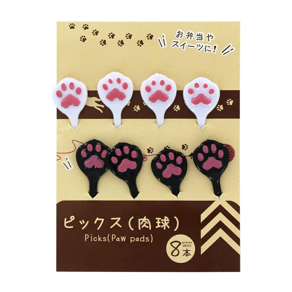 Paquete con 4 pares de palillos con diseño de huellita de gato, variedad de colores / picks paw pads/palillo huella/