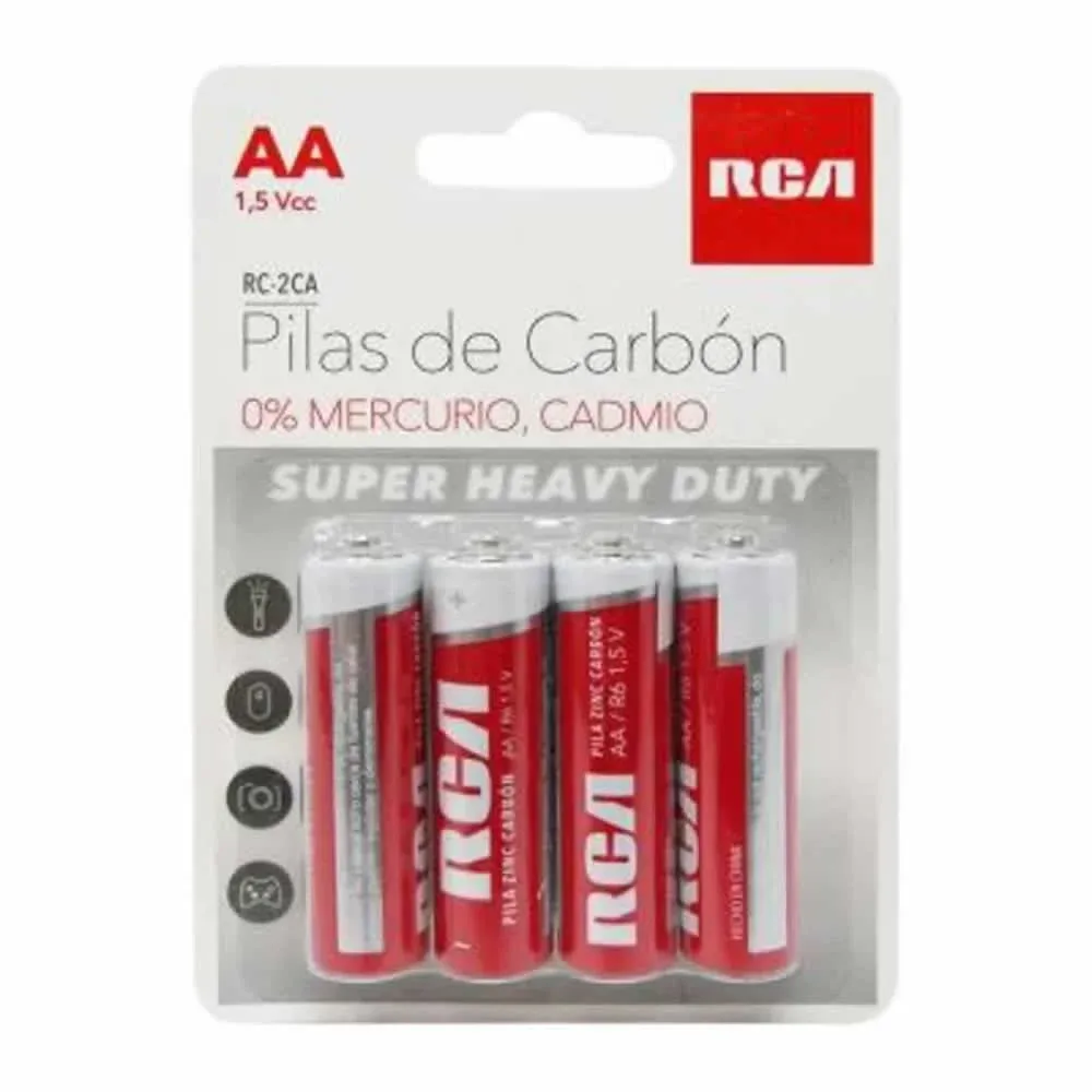 Blíster con 4 pilas baterías rca doble a de carbón 1.5v / rc-2ca