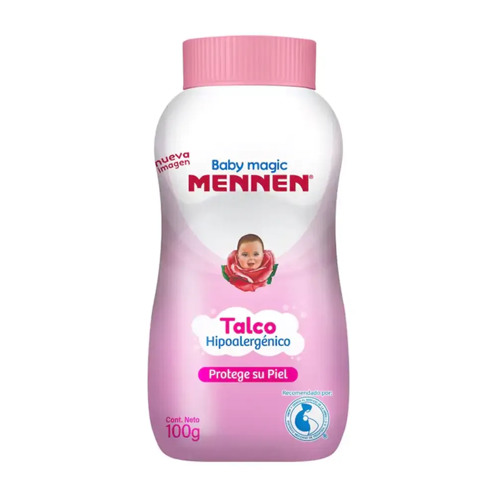Talco hipoalergénico para bebé mennen color rosa, 100g
