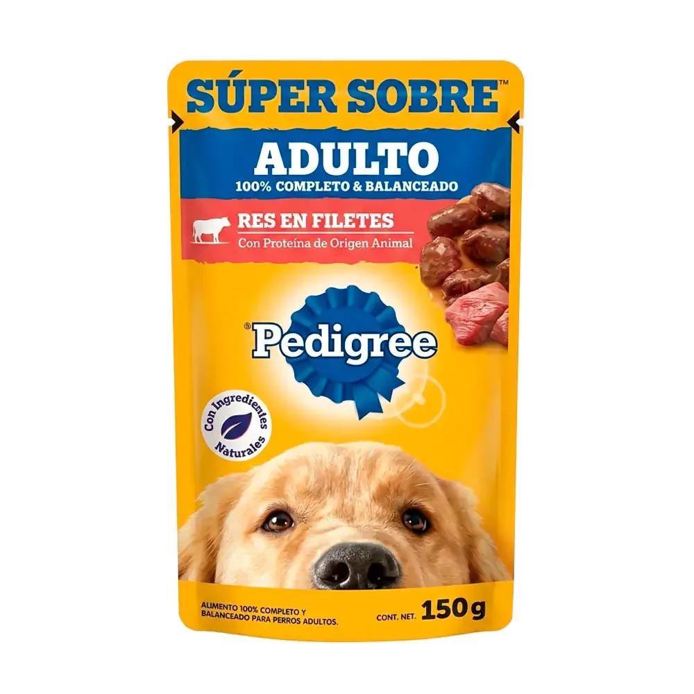 1pza alimento húmedo pedigree sabor res en filetes para perros adultos, 150g / 5945