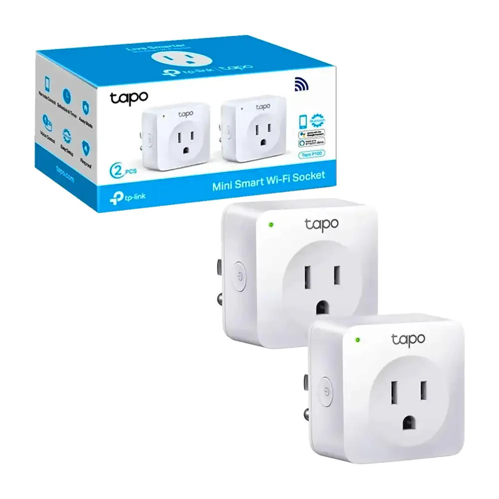 Pack de 2 mini enchufes inteligentes compatibles con amazon alexa, google assistant y bluetooth, mini smart wi-fi socket / p100