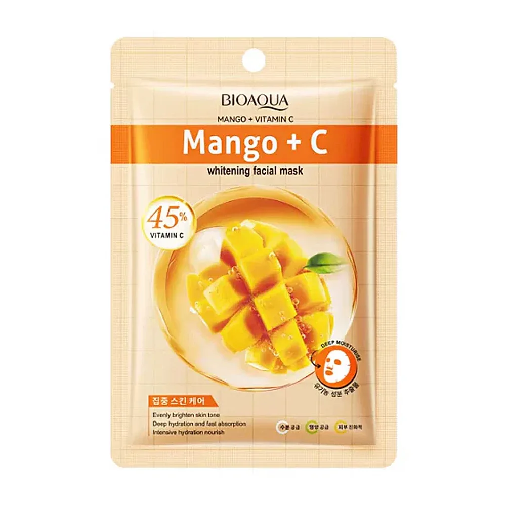 Mascarilla facial aclarante bioaqua con extracto de mango y vitamina c, 25ml