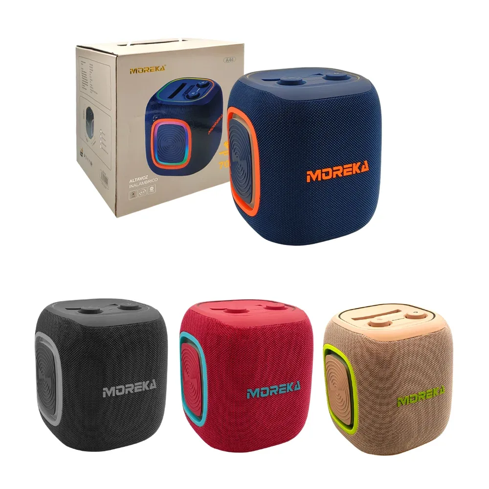 Bocina cuadrada moreka, inalámbrica, sonido 360, luz rgb, múltiples puertos