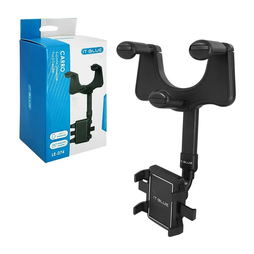 Soporte para el celular, ajustable al retrovisor, con giro 360 adaptable