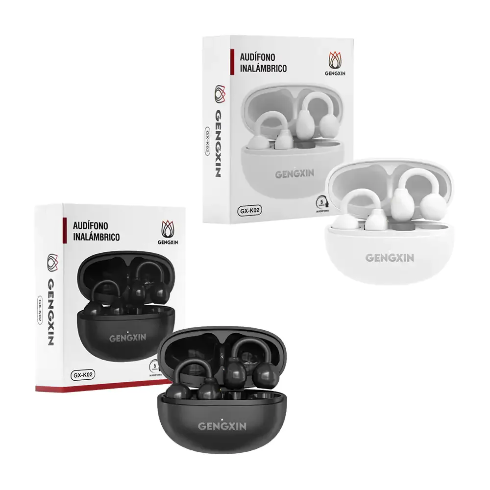 Audifonos inalámbricos gengxin clip-ear + estuche de carga, colores surtidos