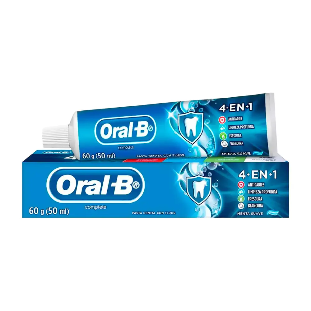 1pza Pasta dental oral-b 4 en 1 complete con sabor a menta suave de 60g
