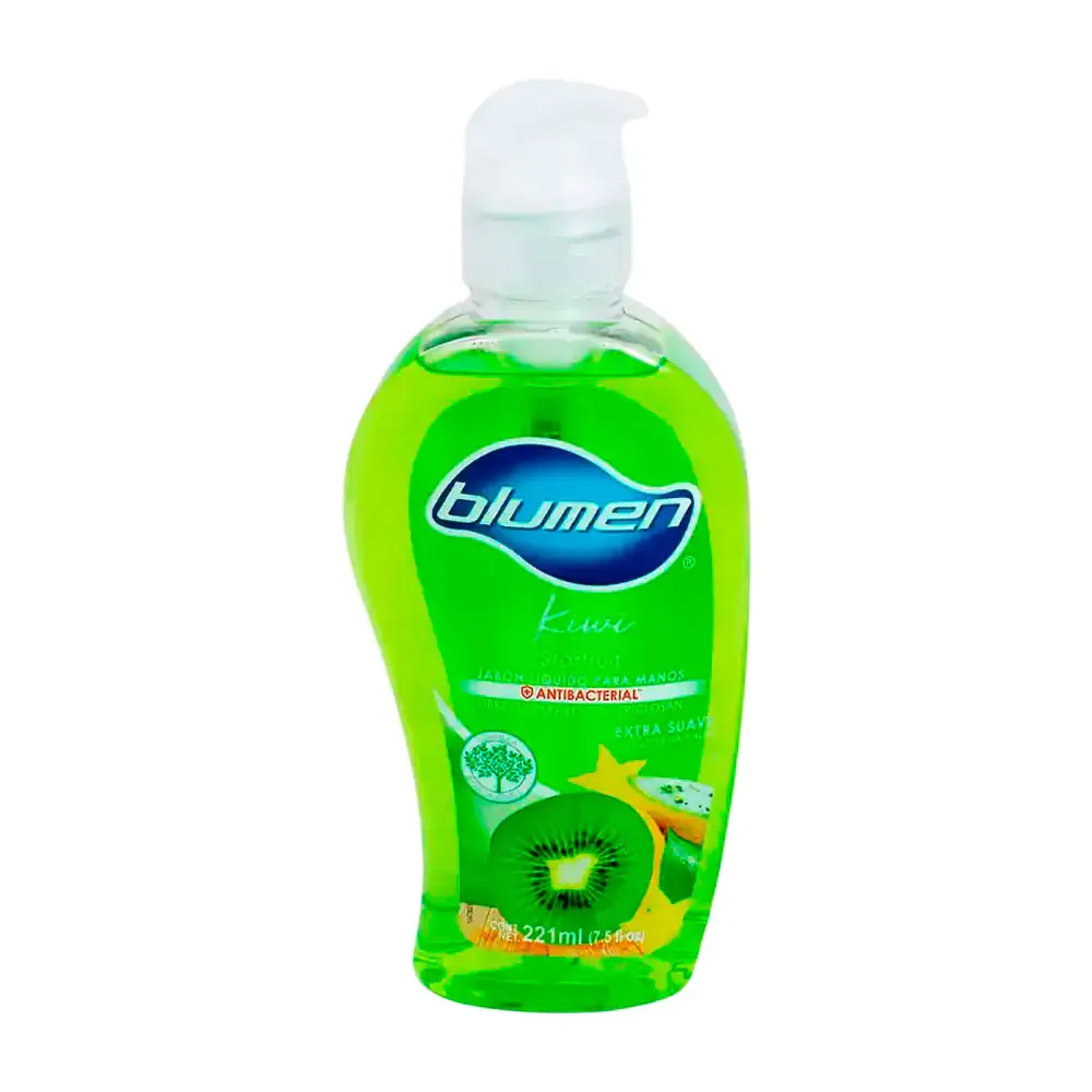 Bote de jabón líquido blumen para manos con aroma a kiwi de 221ml, antibacterial
