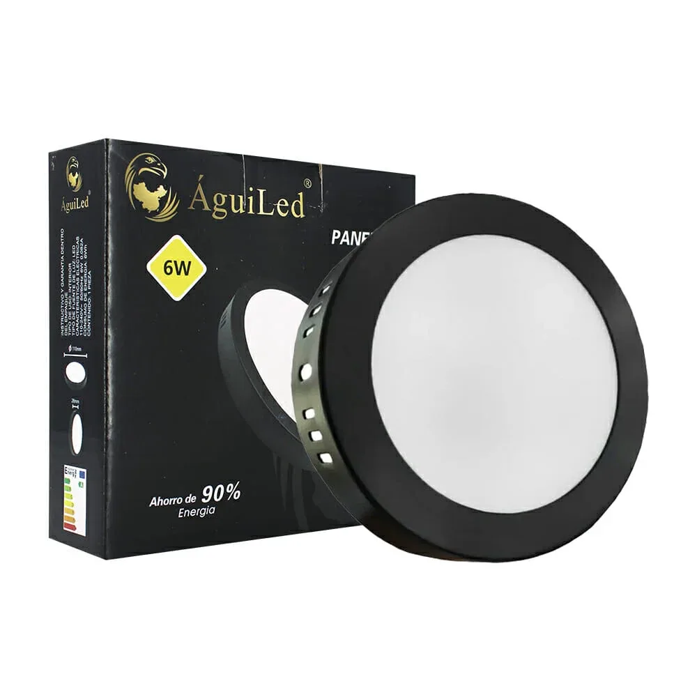 Panel led redondo águiled de 6 watts con marco color negro