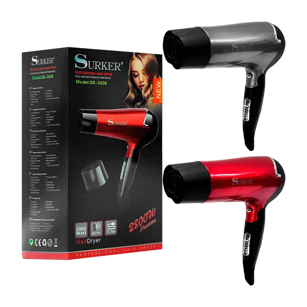Secadora surker con cabezal intercambiable para el cabello, 2800w / sk-3506