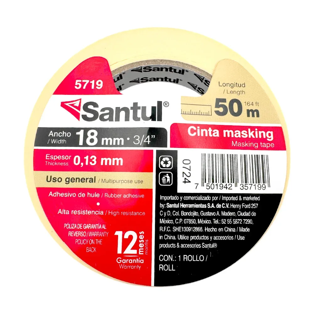 1pza Cinta santul de 18mm y 50m de largo para el hogar / 5719