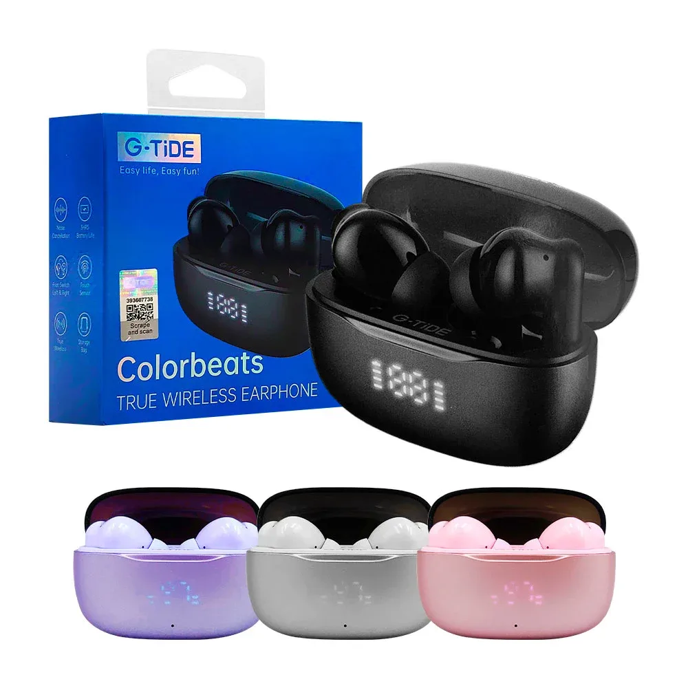 Audífonos inalambricos g-tide tws con estuche de carga + indicador de bateria