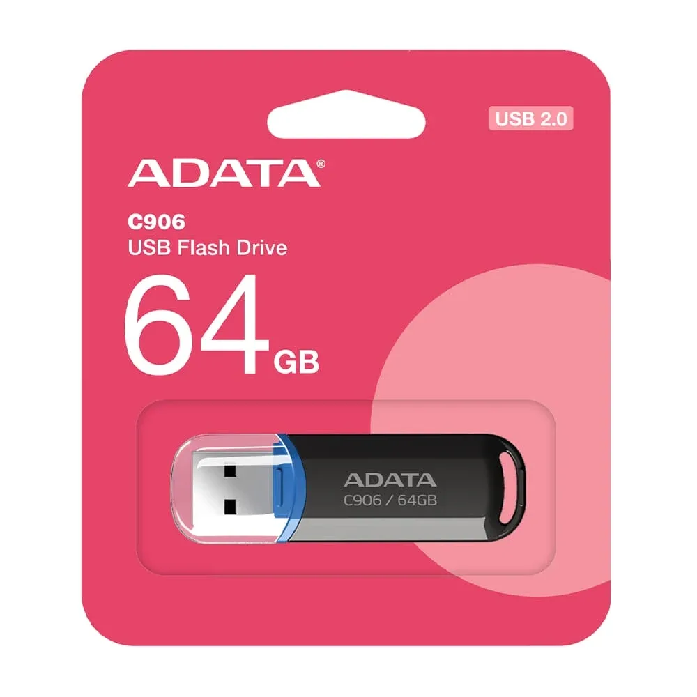 Memoria bicolor usb 2.0 flash drive adata c906 color negro azul con capacidad de 64gb