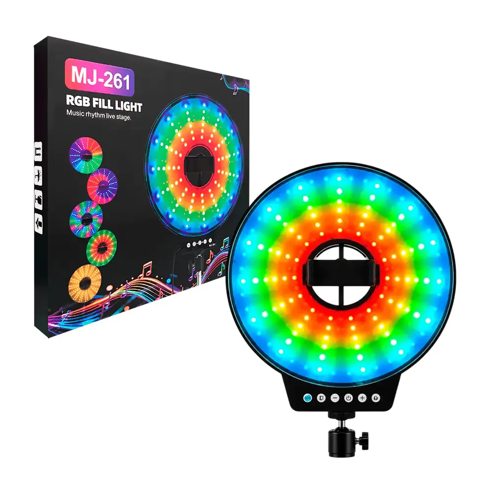 Aro tipo dona de luz rgb con soporte para celular, 26cm / mj-261 / bbg-60975