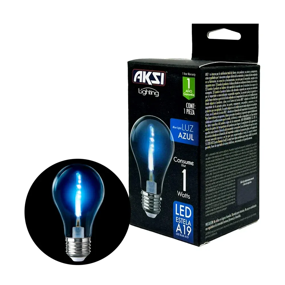 Foco bombilla led estela a19 aksi de color azul, 1w / lighting / 122293