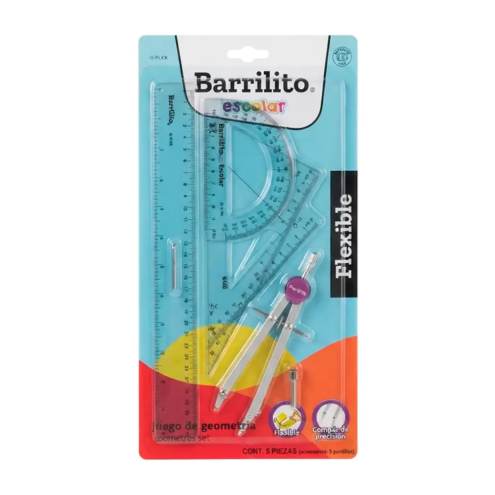Juego de geometría barrilito de 5 piezas flexibles + juego de minas, variedad de colores