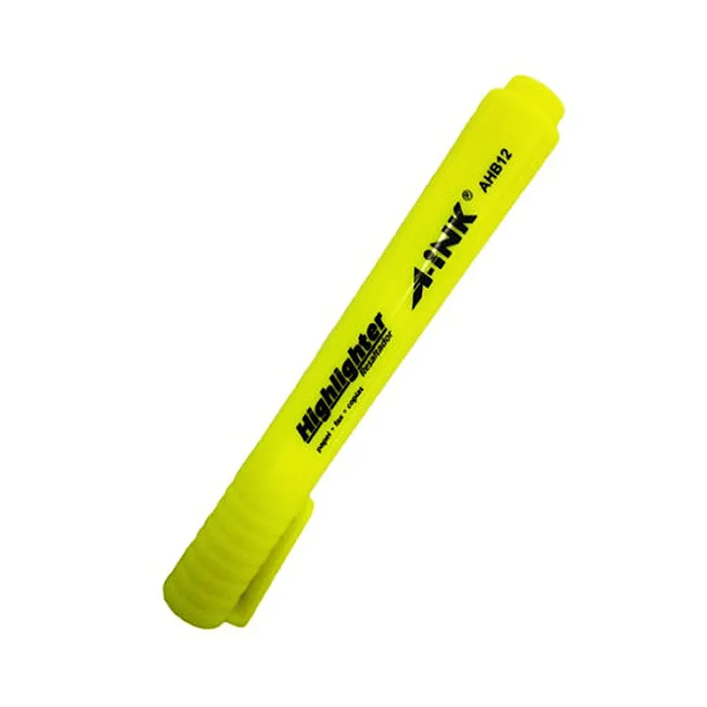 1pza marcatextos resaltador a-ink color amarillo con punta cincel / ahb12-am