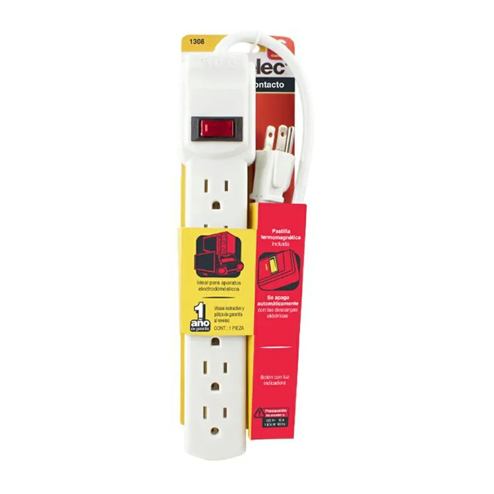 Barra multicontacto sanelec con cable de 40cm y 6 contactos / 1308