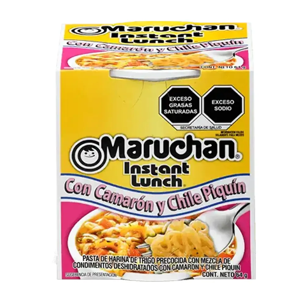 Sopa instantánea maruchan con camarón y chile piquín, 64g / 001987