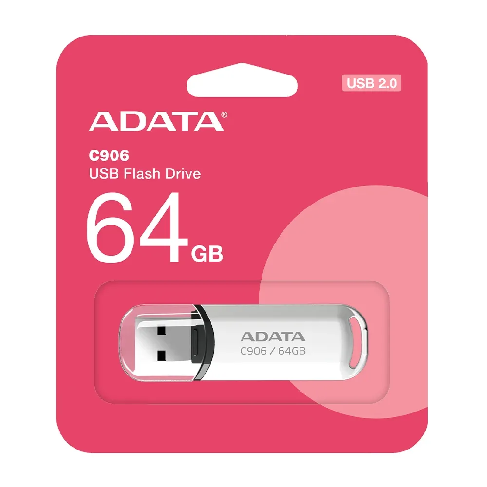 Memoria usb 2.0 flash drive adata con capacidad de 64gb en color blanco / c906
