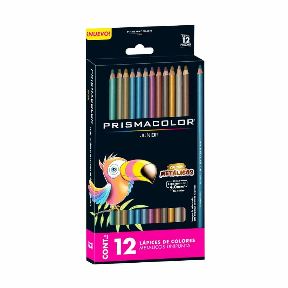 Paquete de 12 lápices de colores metálicos prismacolor junior con mina resistente