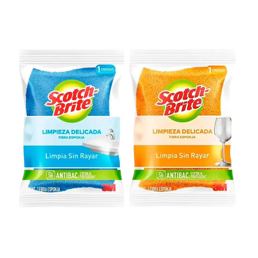 1pza Fibra esponja scotch brite cero rayas, cocina y baño / scotch-brite