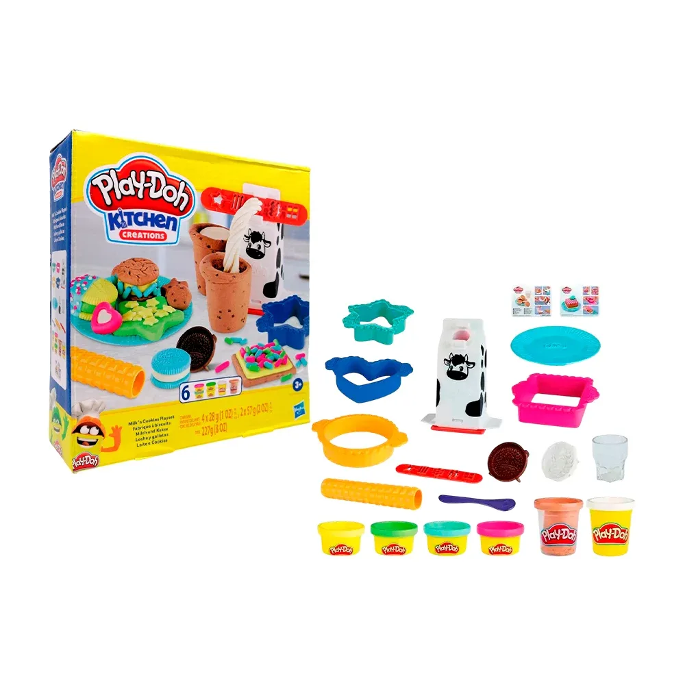 Set kitchen creations de 4 - 8 masas moldeables play-doh + moldes y accesorios, variedad de modelos / e5112 / play doh cocina / set de jugos