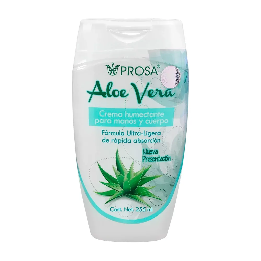 Crema humectante prosa con extracto de aloe vera para cuerpo y manos, 255ml