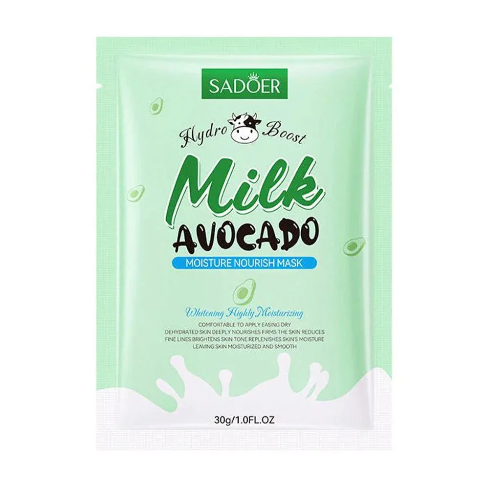 1pza mascarilla hidratante con leche y aguacate para blanquear y limpiar, 25g