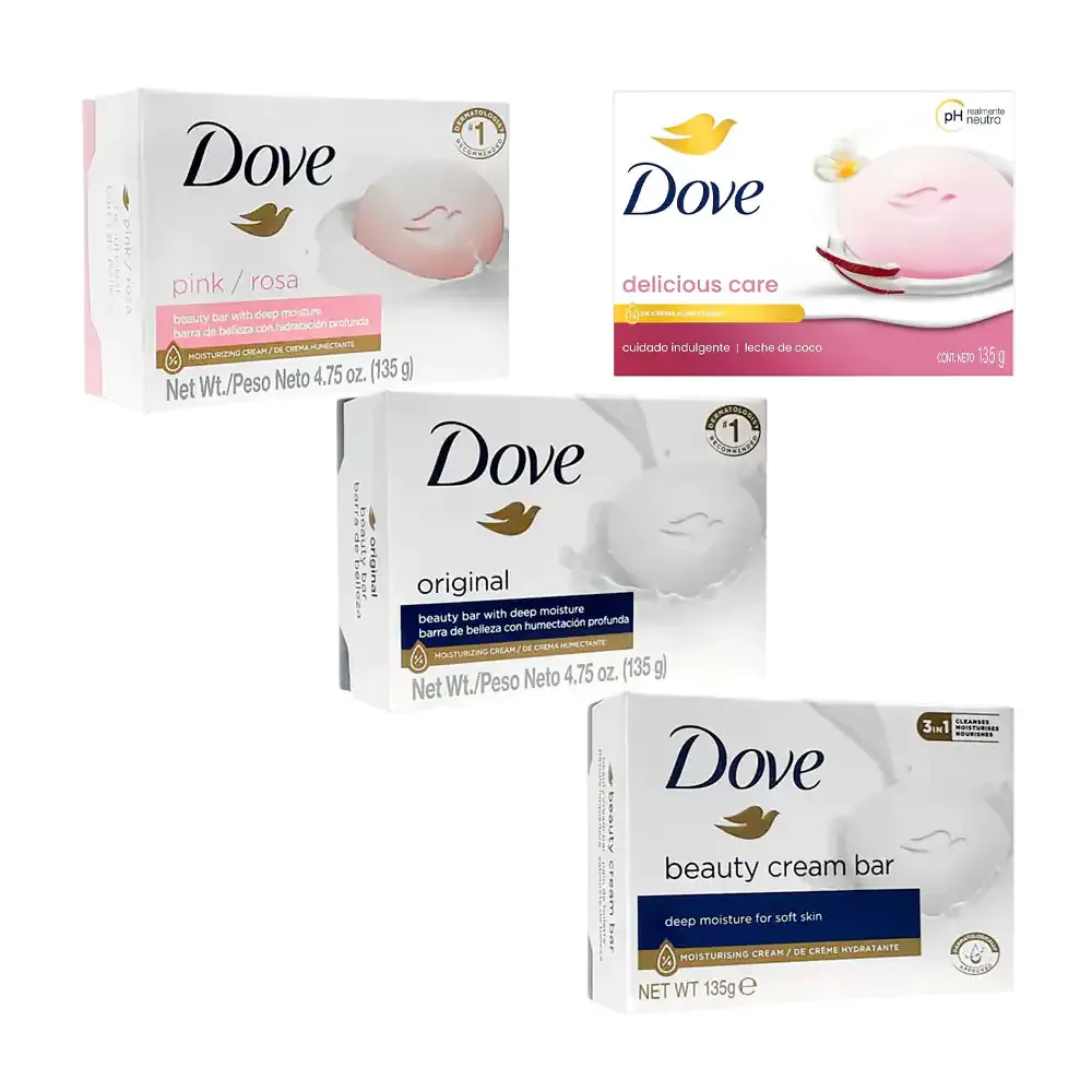 1pza jabón en barra dove 3 en 1 para el cuidado de la piel, 135g / dove
