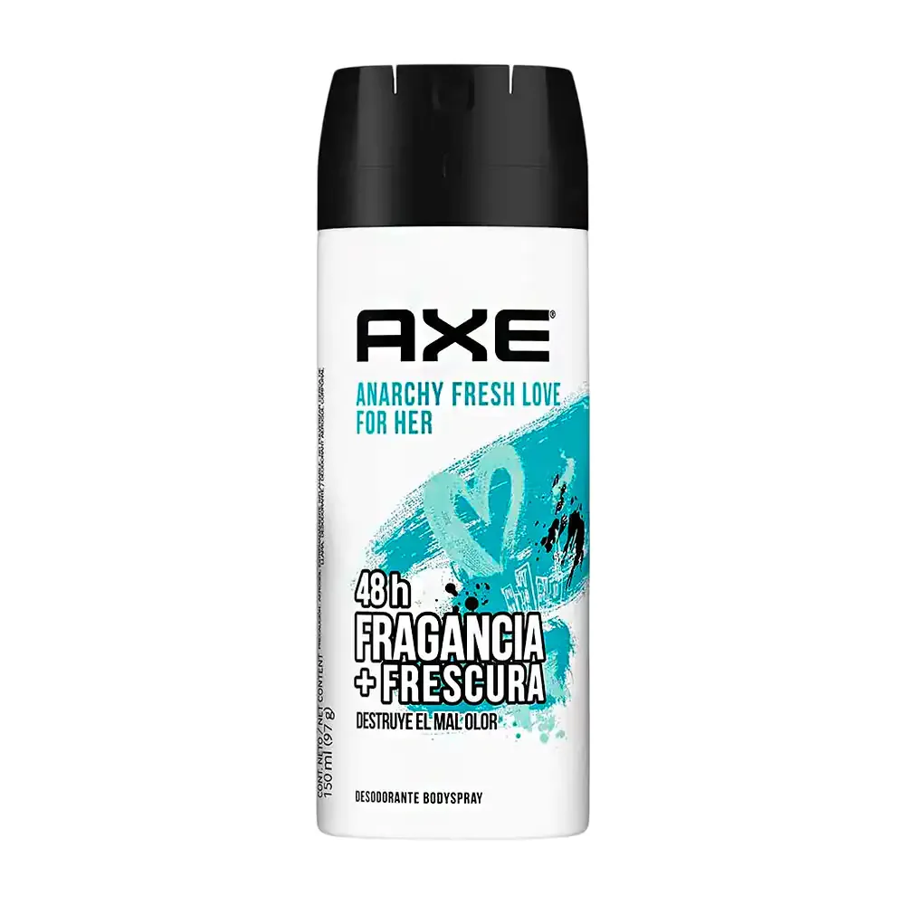 1pza Desodorante axe en aerosol, aroma anarchy fresh love for her, 150ml