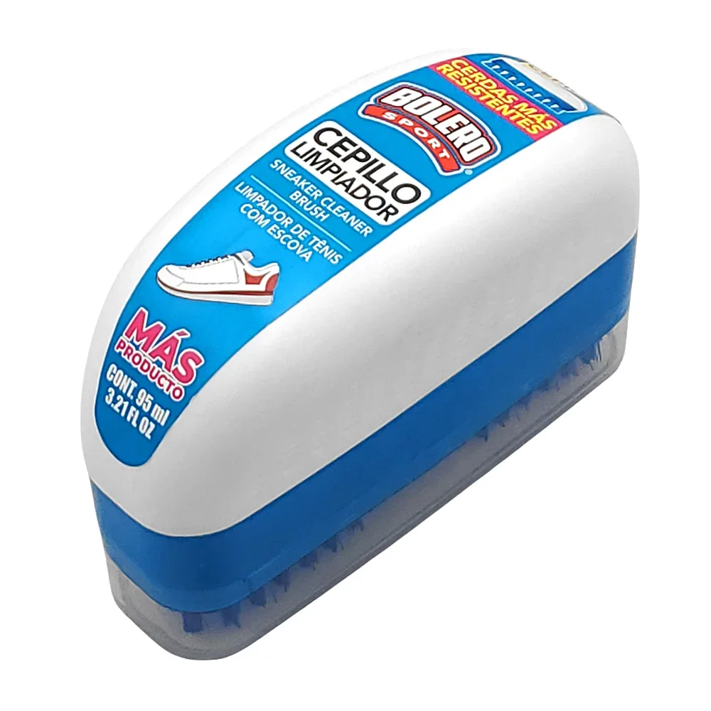 Cepillo con líquido limpiador, cerdas resistentes, diseño ergonómico para tenis