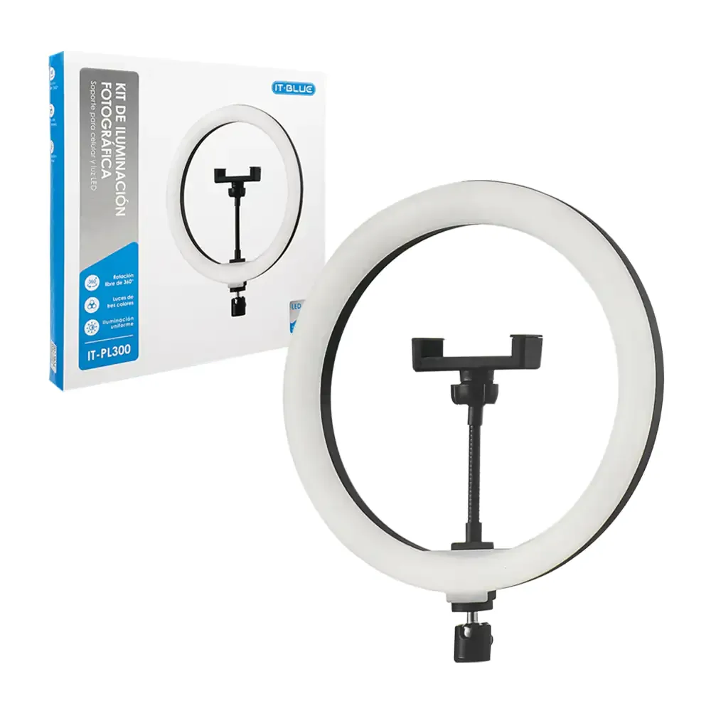 Aro de luz 20in - 30cm con giro 360 y 3 modos de iluminación ajustable / it-pl300