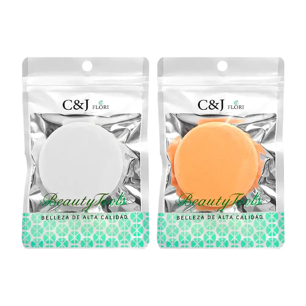 Paquete c&j flori con 1 esponja acolchada aplicadora de maquillaje, circular