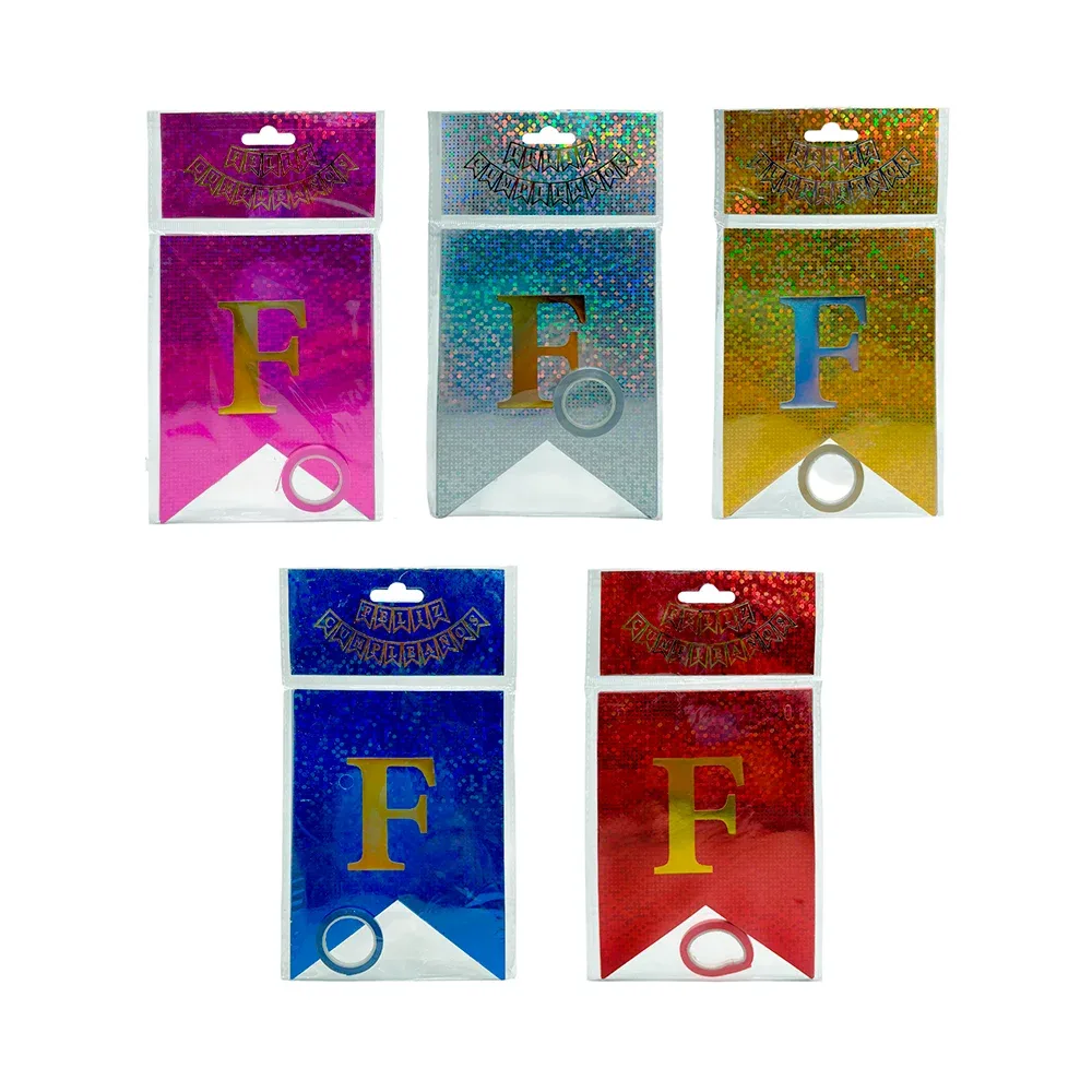Banner o banderín de feliz cumpleaños, con diseño holográfico de puntos, variedad de colores / yong-400 / qlq0026 / qlq0008