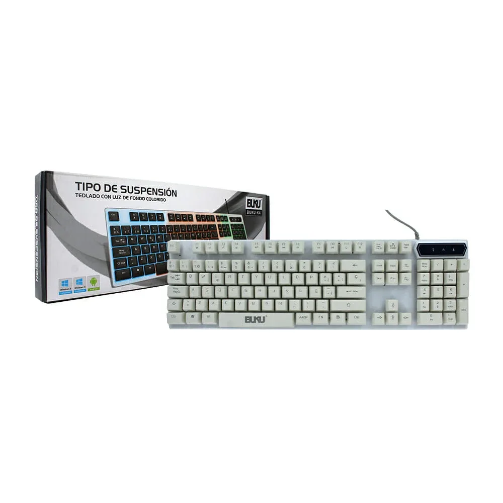 Teclado alámbrico universal usb buku con luces de colores / buku-k4