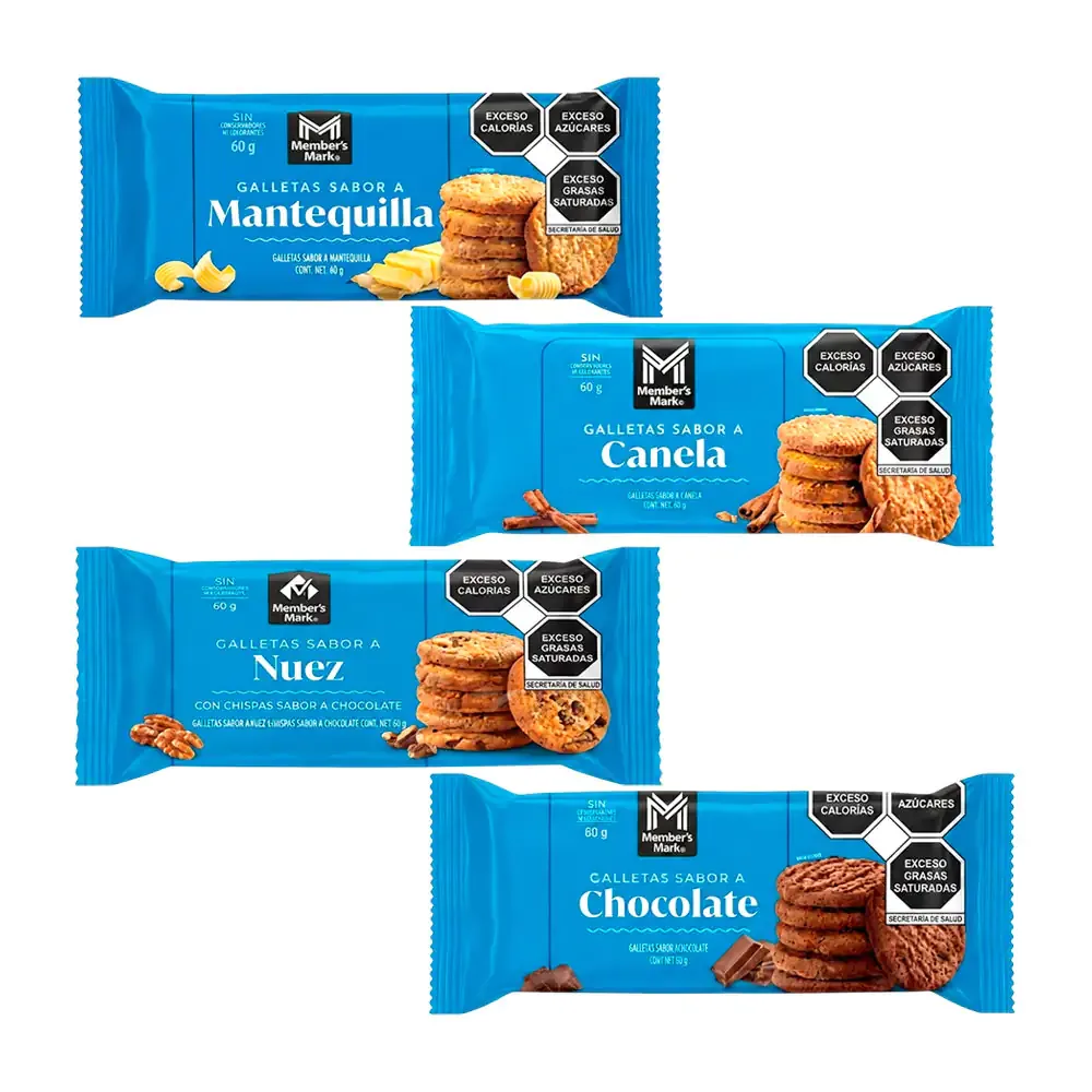 1pza paquete de galletas sabor mantequilla, chocolate o canela, variedad de sabores / 04157