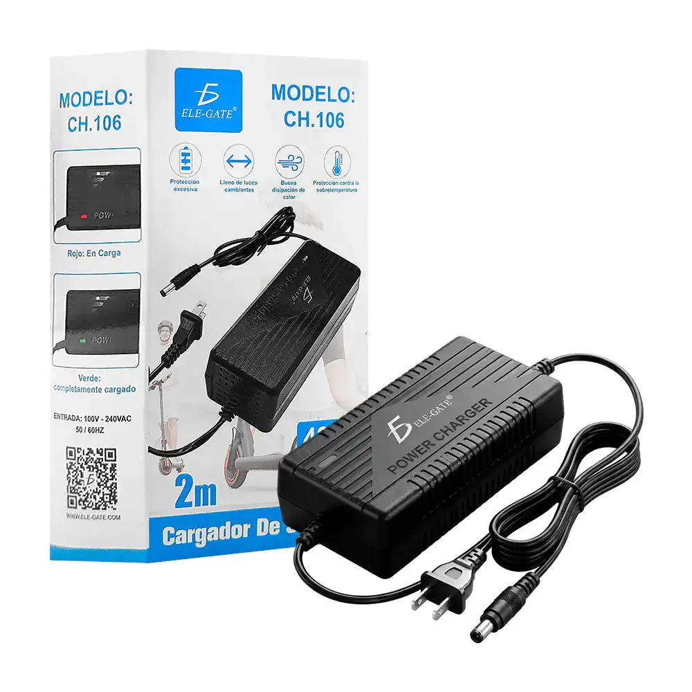 Cargador génerico completo de 42v-1.5a con protección sobre corriente para patineta eléctrico-scooter / ch.106