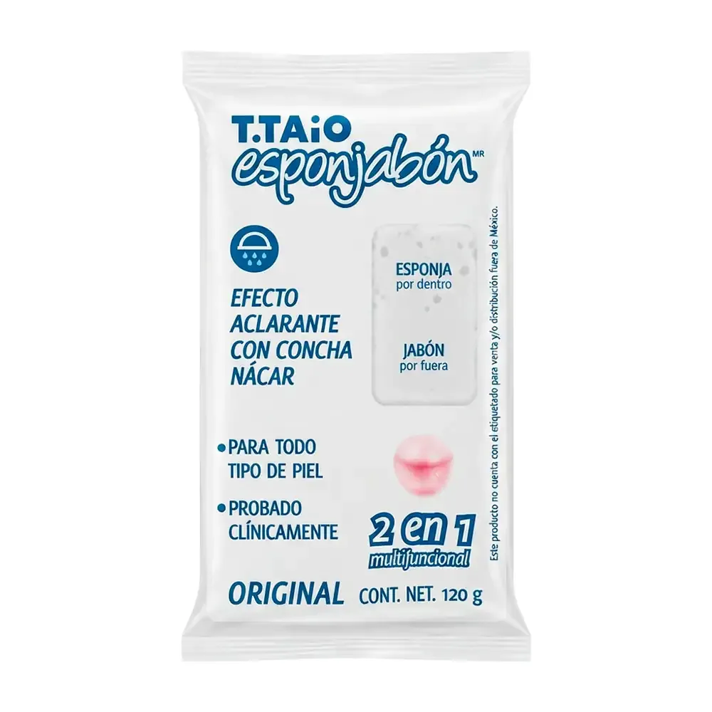 1pza esponjabón t.taio 2 en 1 efecto aclarante con concha nácar 120g / 305854