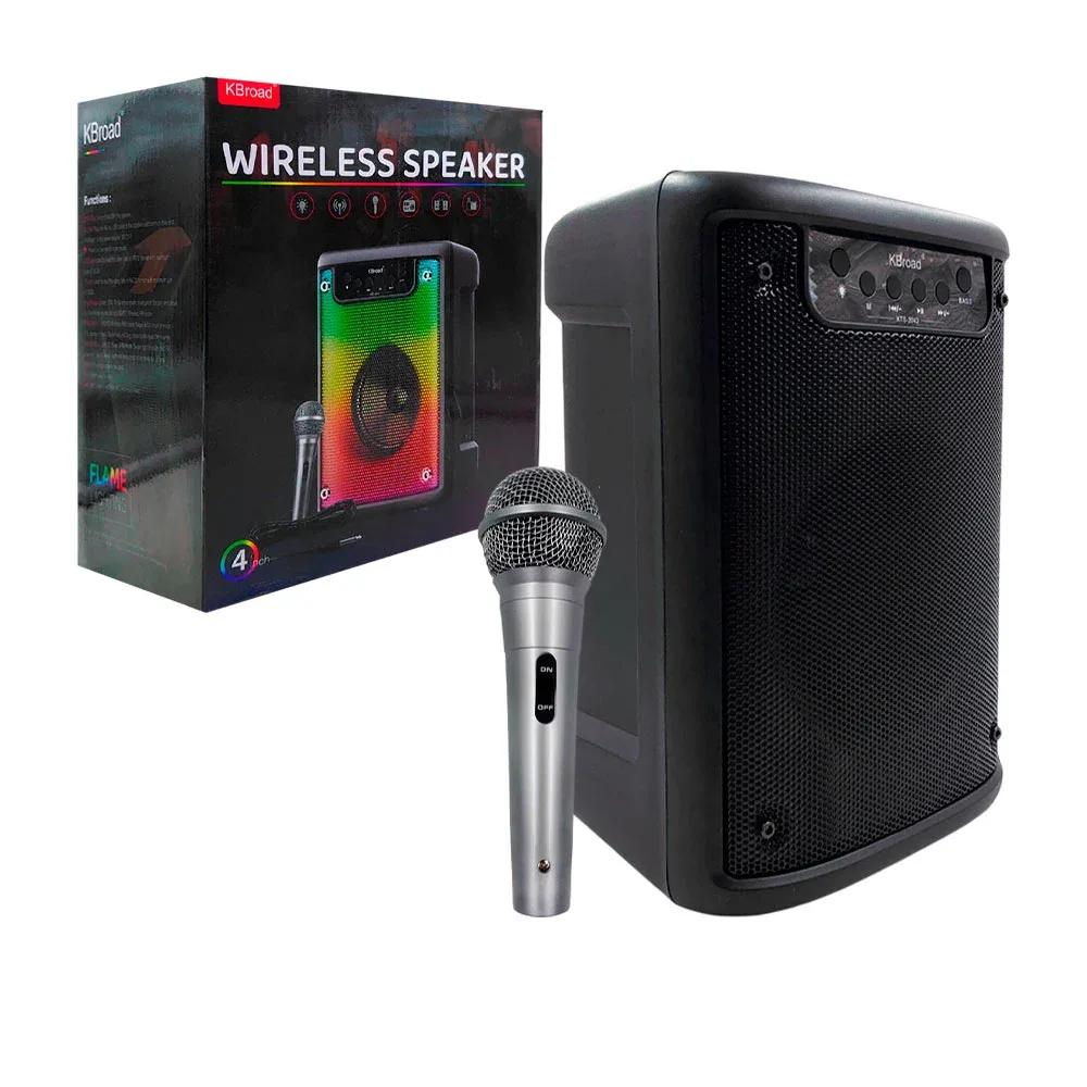 Bocina compacta portátil inlámbrica bluetooth multifuncional + micrófono y rgb