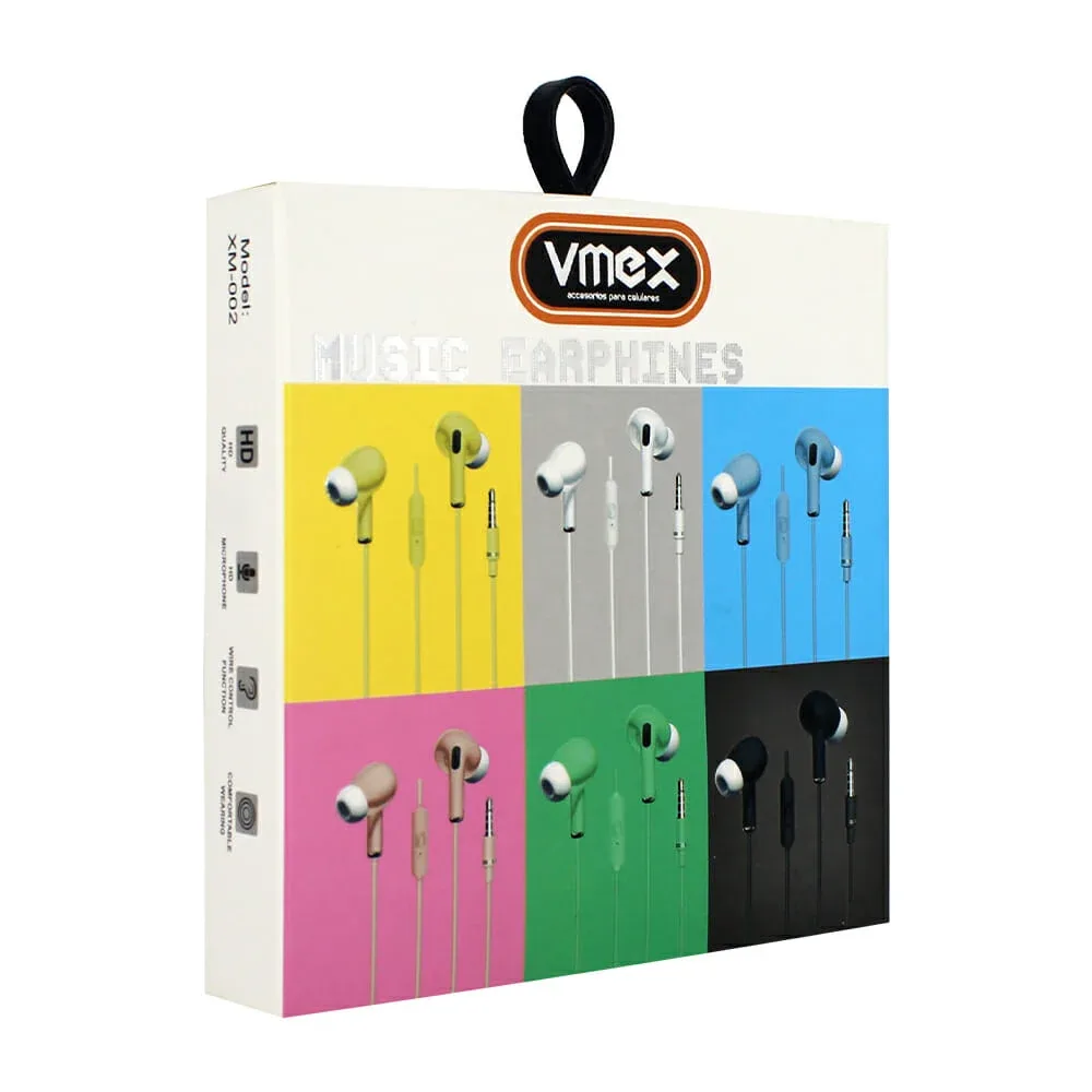 Audífonos alámbricos bicolor vmex, con entrada auxiliar, micrófono y almohadillas ergonómicas, variedad de colores / xm-002