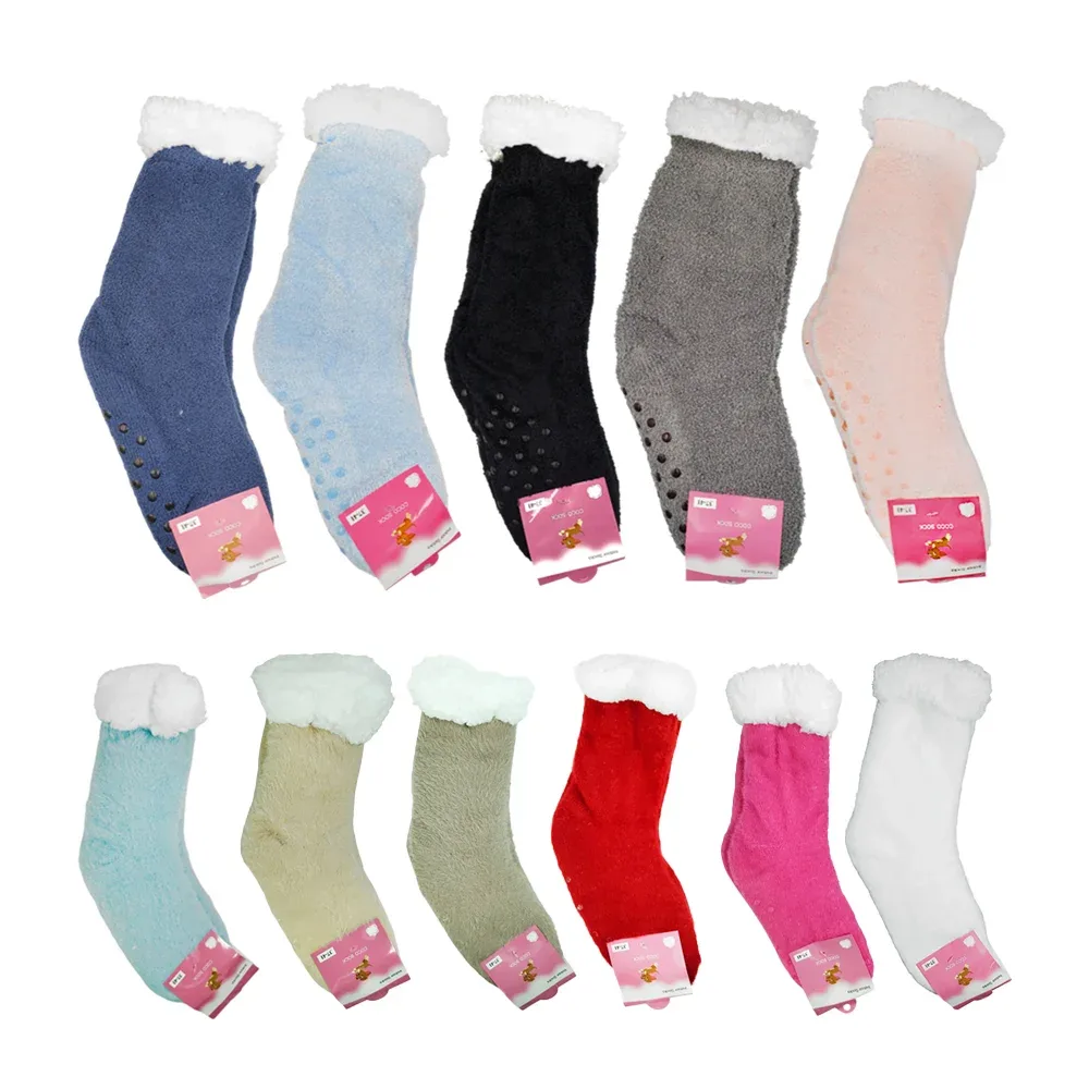 Par de calcetines antiderrapantes con interior afelpado, talla 37-41, variedad