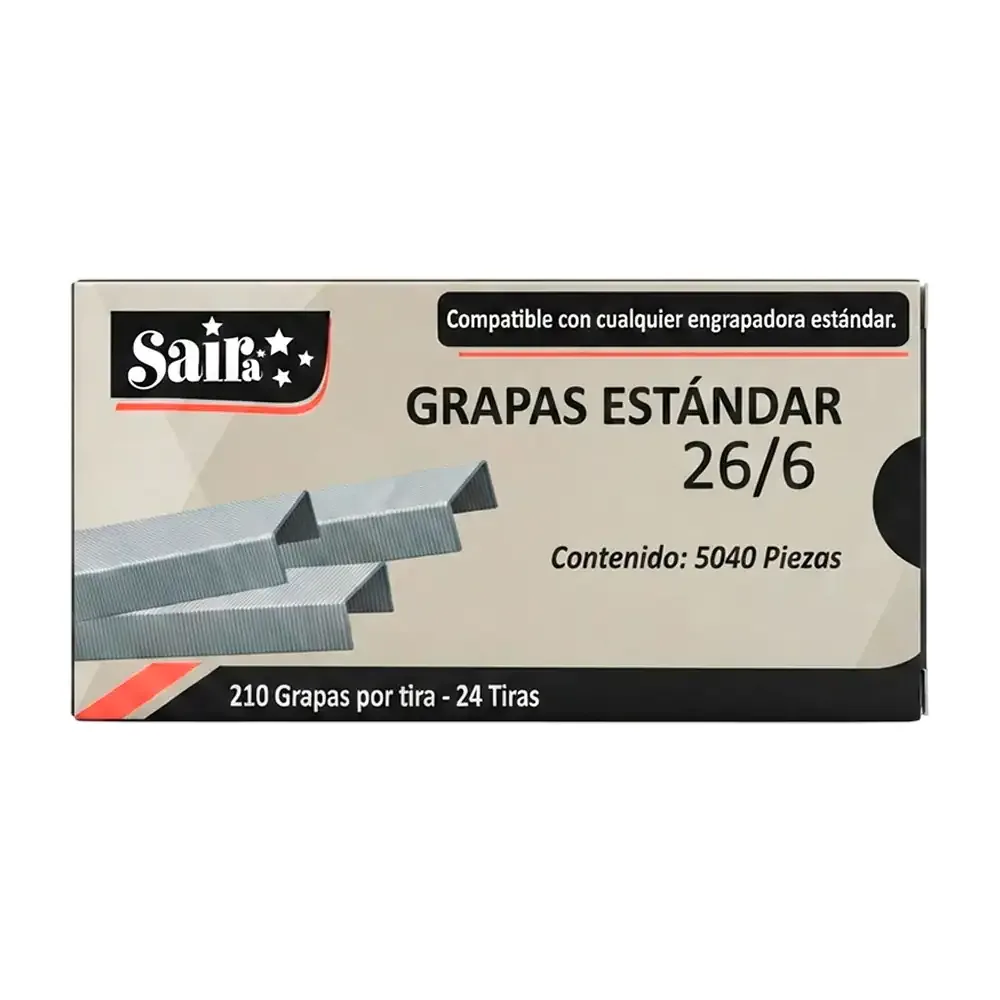 Caja con 5040 grapas de puntas cinceladas saira medida estándar 26/6
