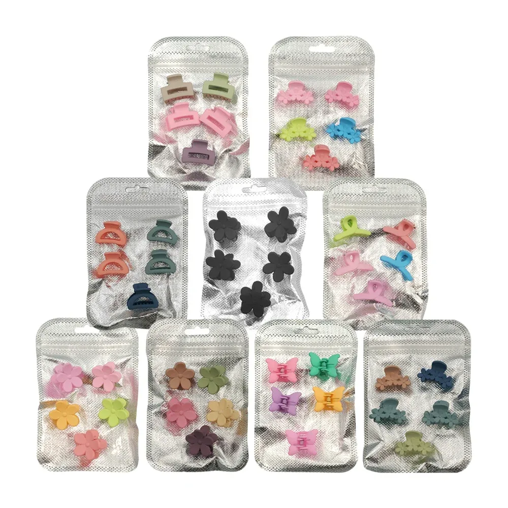 Blíster con 5 pinzas - broches minis para el cabello de diferentes formas, variedad de colores y diseños / y-179-1 / bolsa pinzas