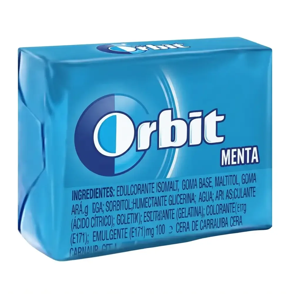 1pza chicles orbit sabor menta, 4.9g paquete con 4 pastillas / 9394